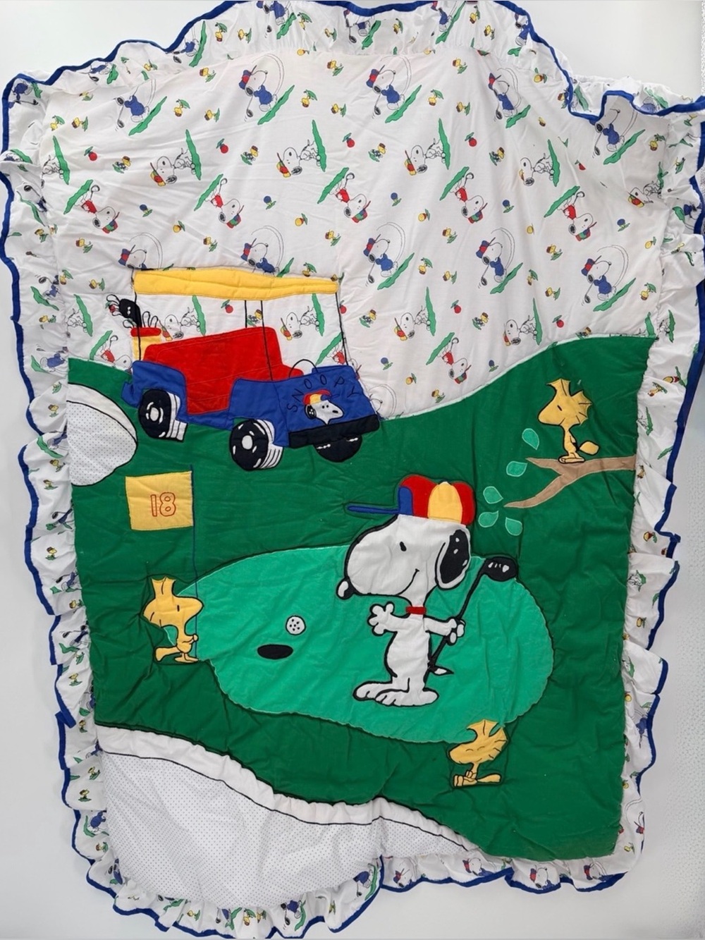 Vintage Snoopy Golf Kids Quilt Blanket Comforter 40” x 54”